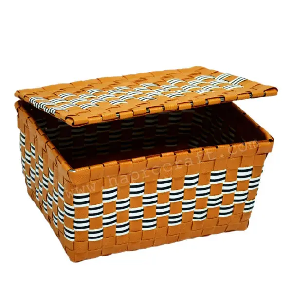 Cesta De Plástico Tejida Con Tapa,Cesta De Almacenamiento De Vietnam