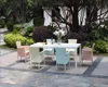 Colorful and beautiful aluminum outdoor Flat PE rattan dinning 7pcs set furniture
