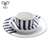 Popular ceramic stoneware dinnerware set reactive Black and blue stripes dinner set