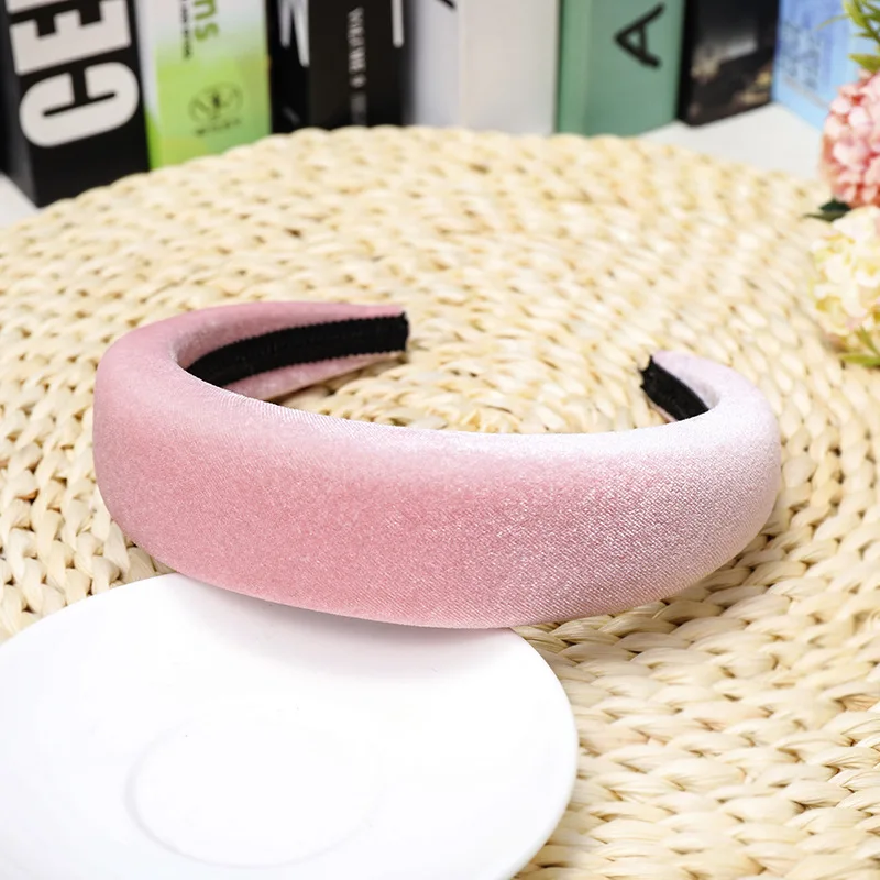 LRTOU Wholesale Ins Hot Sale Hair Accessories Winter Thick Hair Band Sponge Velvet Plain Plastic Headband For Girls