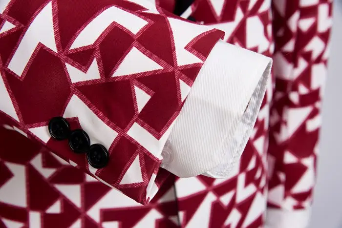 Mens 3 Piece Floral Printed Suits Slim Fit Stylish Prom Tuxedos