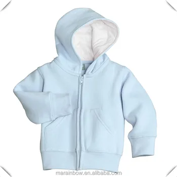 Baby's Cotton Fleece Light Blue Custom Made Plain Design Zip Up Hoodie ...