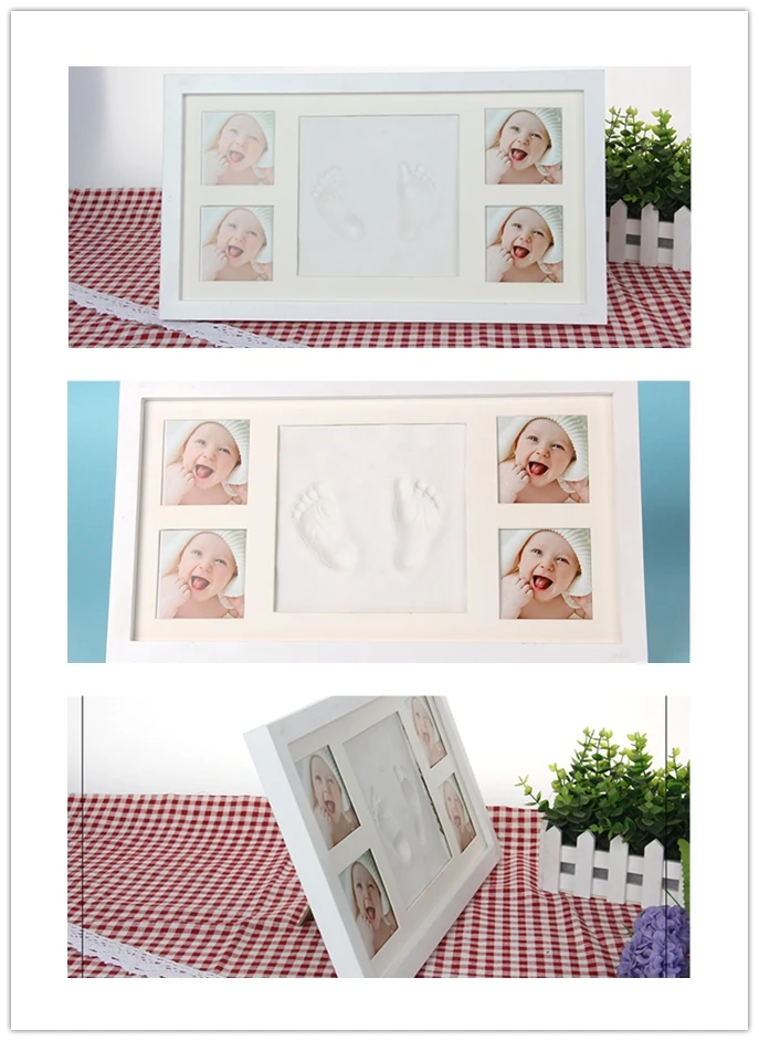 kit for photo frame for newborn baby and picture baby handprint and baby clay