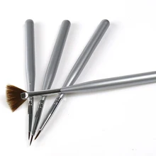 4Pcs Wooden Handle Silver Nail Art Acrylic Design Brush Pen Polish Set NB003