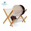 Bamboo bowl rack, bamboo folding dish rack with stainless