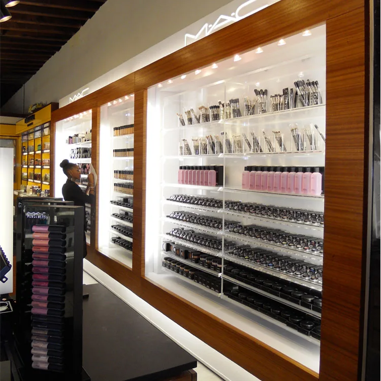 Custom Shop Chinese Showroom Wall Mounted Perfume Wooden Nail Polish