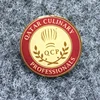 Qatar Culinary Professionals Brass Material Printing Logo Gold Plated Metal Butterfly Clutch Pin Brooch