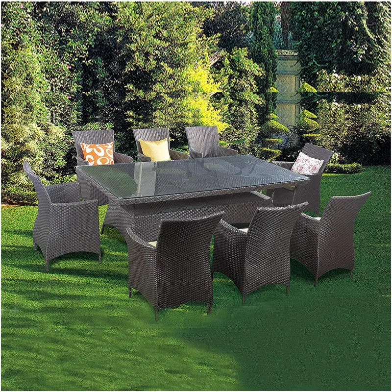 Wholesale White Rattan Garden Dining Set Outdoor Rattan Dining Table
