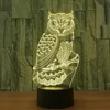 3D Owl LED Desk Table Lamp 7 Color Change Night Home Child Bedroom Baby Sleep Light Decor Fashion Holiday Party Xmas Gifts