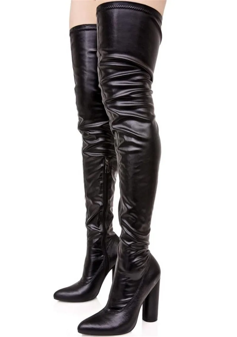 cheap leather thigh high boots