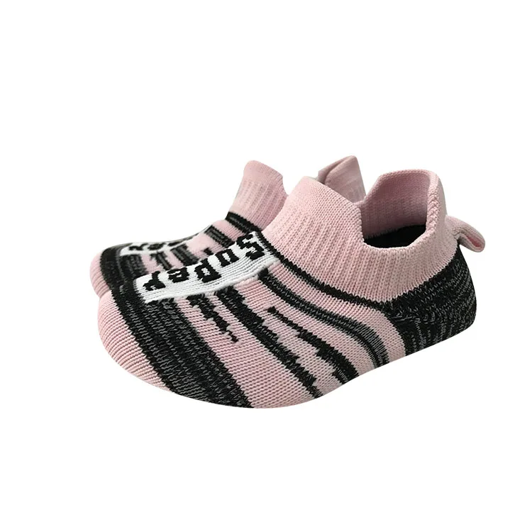 Wholesale Comfortable Strip Knitted Shoe Upper Champion Sock Shoes