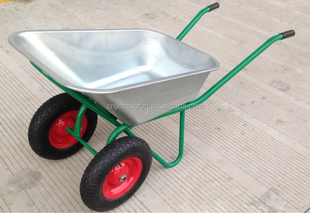 Wb6417 Galvanized Dual Wheel Steel Wheelbarrow Buy Wb6417 Galvanized