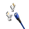 Fast charging magnetic usb cable 3 in 1 nylon braided mobile charger cable durable usb Charging Line whit micro/type-c/for ip