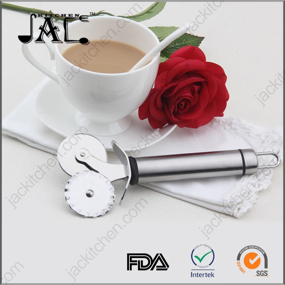 Pizza Cutter Pastry Slicer Flat & Fluted Wheel Pizza Knife