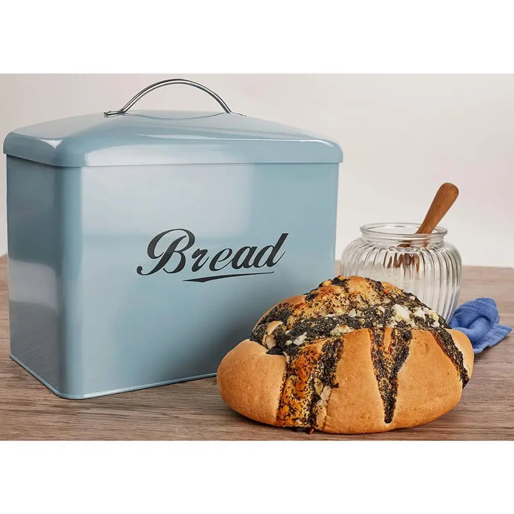 Vintage Style Novelty Custom Bread Bin In Powder Blue Buy Custom