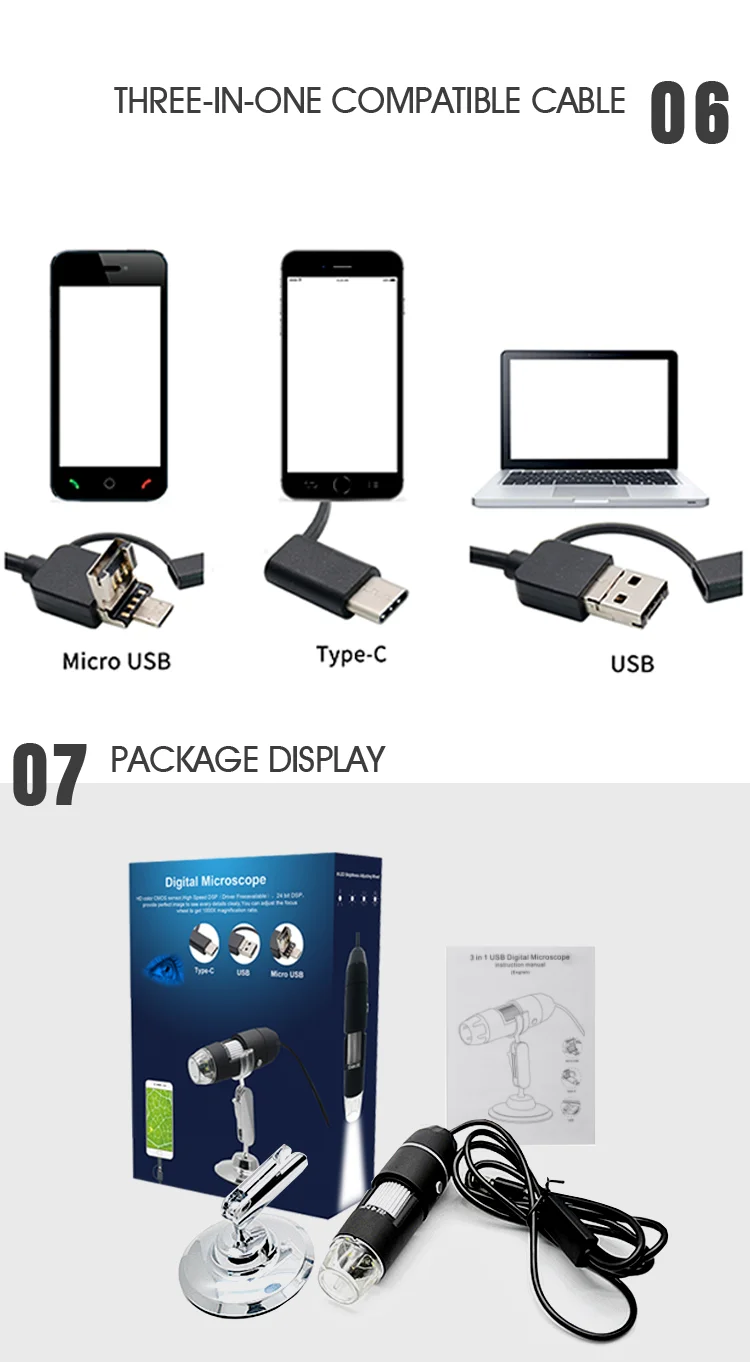 Portable 2mp 1000x Inspection Camera Mini Usb Digital Electron