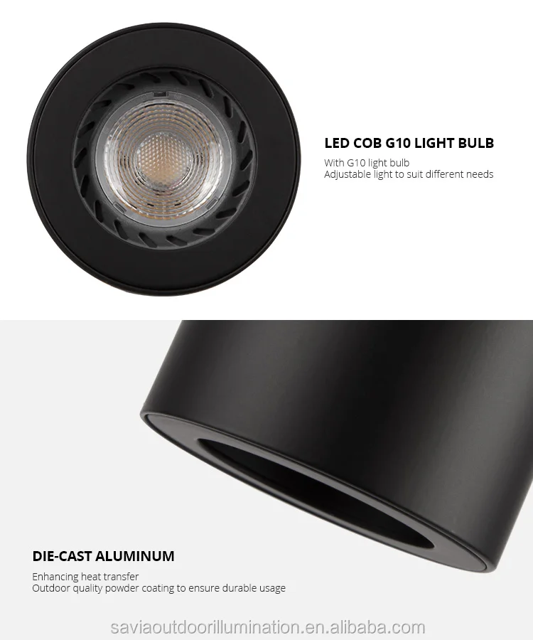 Savia Black And White Round Ceiling Surface Mounted Cylinder Spot