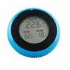 Clever Design Mini LCD Round Shape Max Min Thermometer with Suction Cup and Strong Magnet in ABS Material