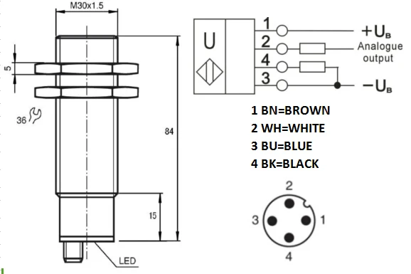 Sn 20m Ultrasonic Sensor for Distance Measurement ( UB2000-30GM-E5-V1)