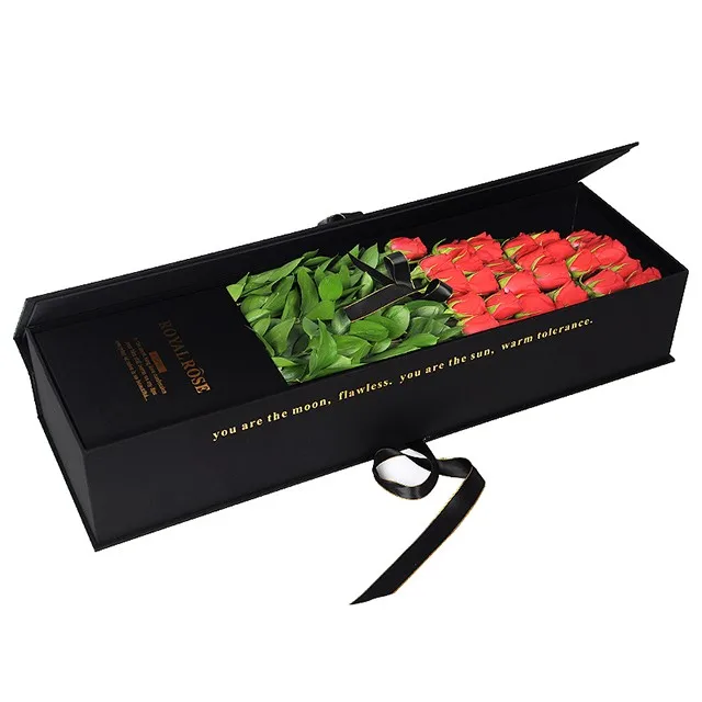 Luxury Wholesale Rectangle Flower Box/ Long Square Shape Roses Box With