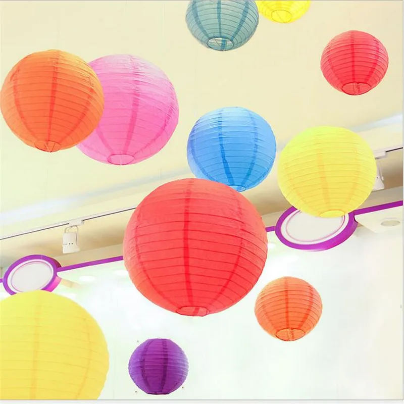 multi coloured paper lanterns