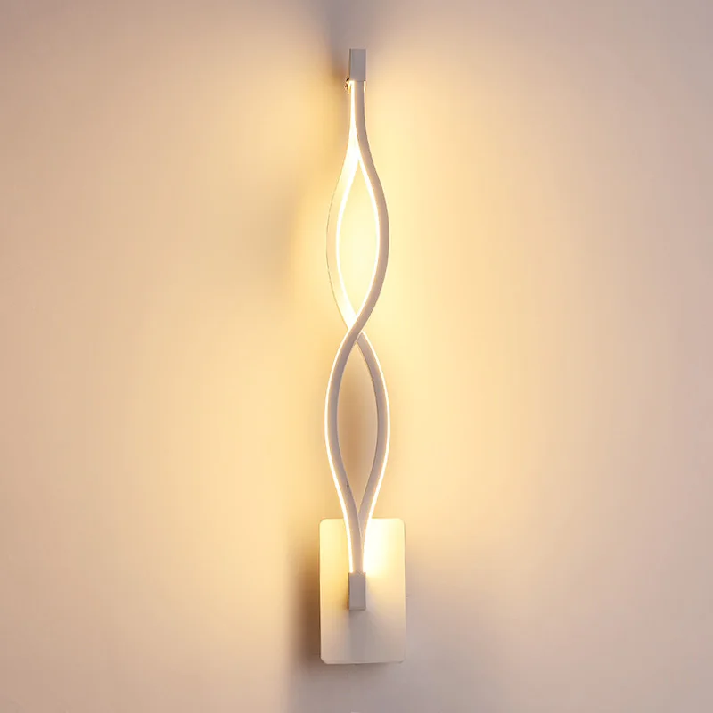 Modern black white wavy 16W Wall Lamp Fixture Acrylic Mounted Hotel Bathroom Lighting Bedside Sconce Wandlamp wall light