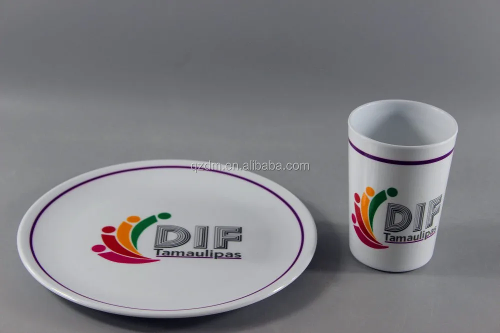 Custom Design Melamine Round Plate And Cup Set A1 Or A5