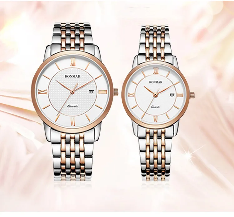 rose gold couple watch