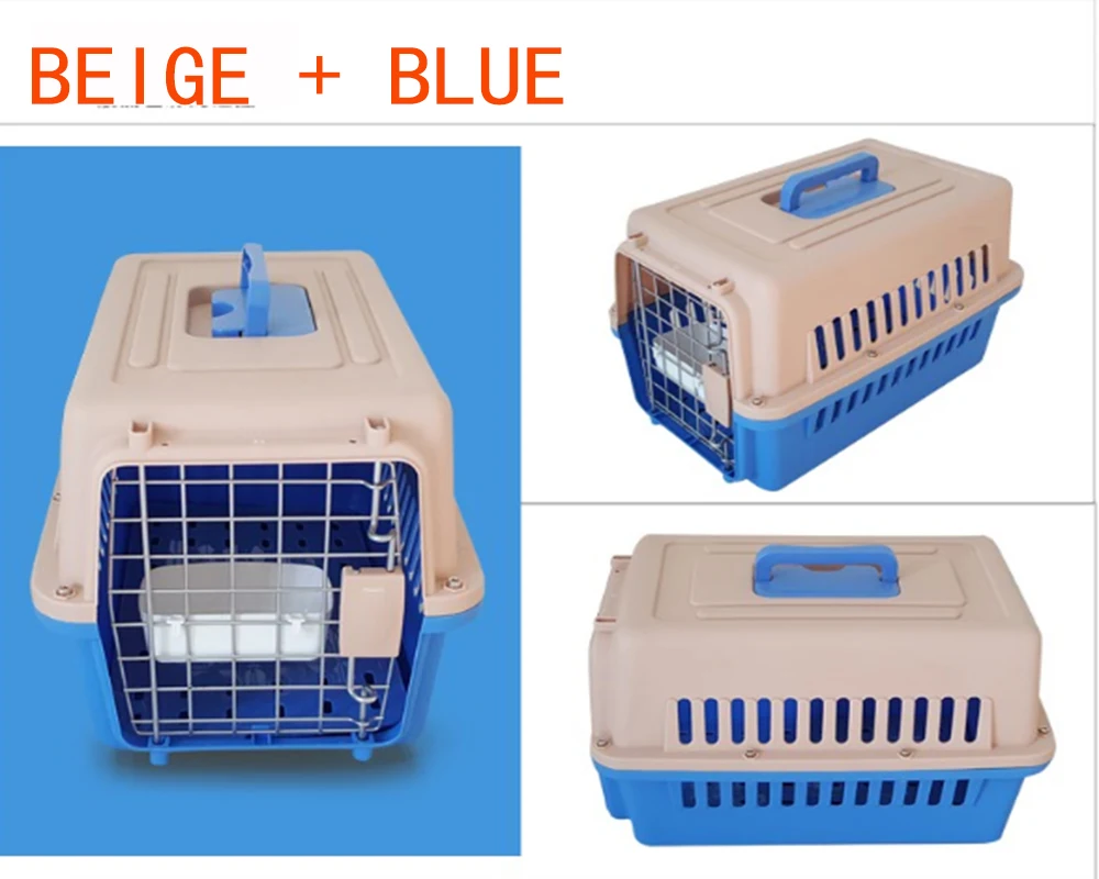 Market Transport Plastic Handle Dog Cage With Wheels Pet Carrier