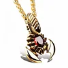 MECYLIFE Exaggerated Stainless Steel Ruby Jewelry Necklace Mens Joyeria Personalized Scorpion Pendant Necklace