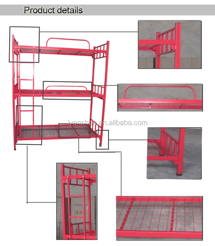 Fas042 Durable 3 Layers Used In Dormitory Apartment Metal Bunk Square