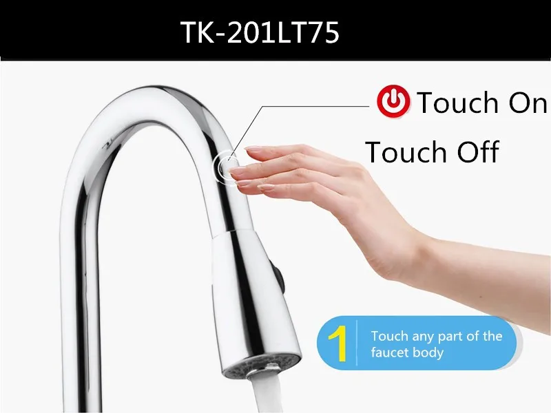 Clean and Safe Pull Down Design Touch Sensor Kitchen Faucet