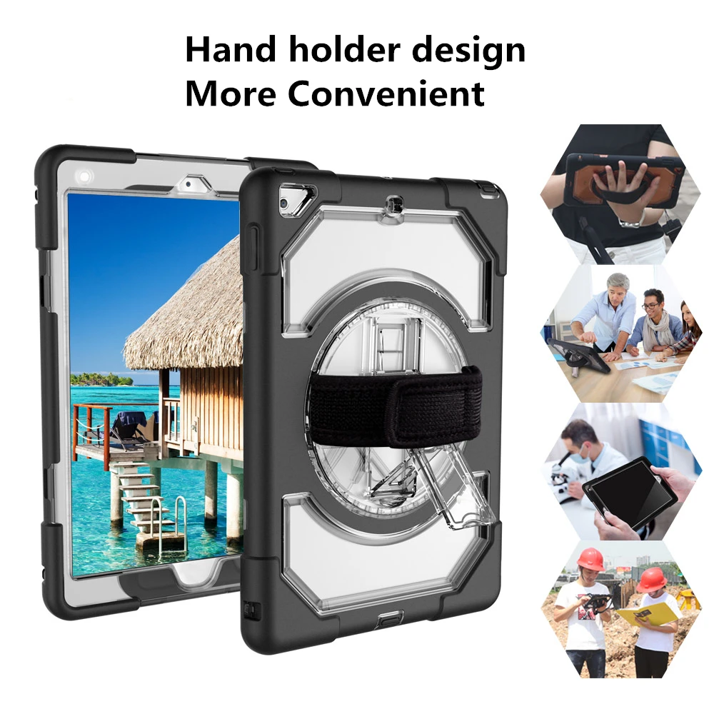 9.7 Inch Tablet Bumper Case Adjustable Hand Strap Waterproof Tpu Pc