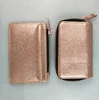 2pcs set Rose Gold Glitter luxury Fashion Zipper Lady Woman Travel Purses Wallet