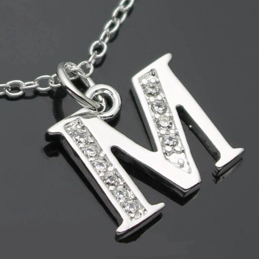 Letter M Necklace Silver Initial Typewriter Key Charm Necklace Design - Buy  Letter M Necklace,Silver Initial Necklace,Initial Charm Necklace Design ...