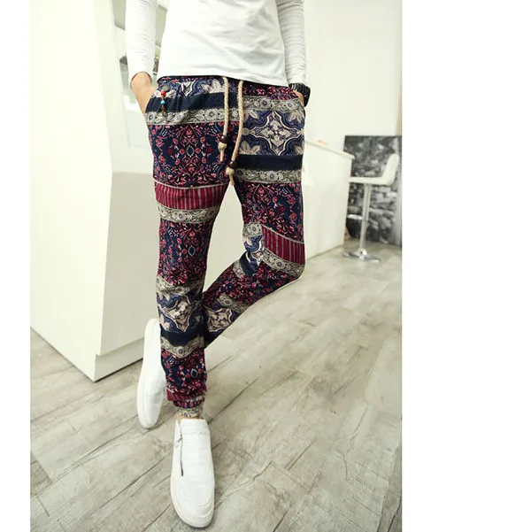 patterned linen pants