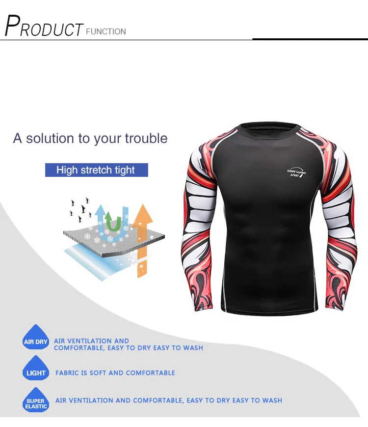 Men Custom Made Rashguard Sportswear Mma Bjj Long Sleeve Rash Guard