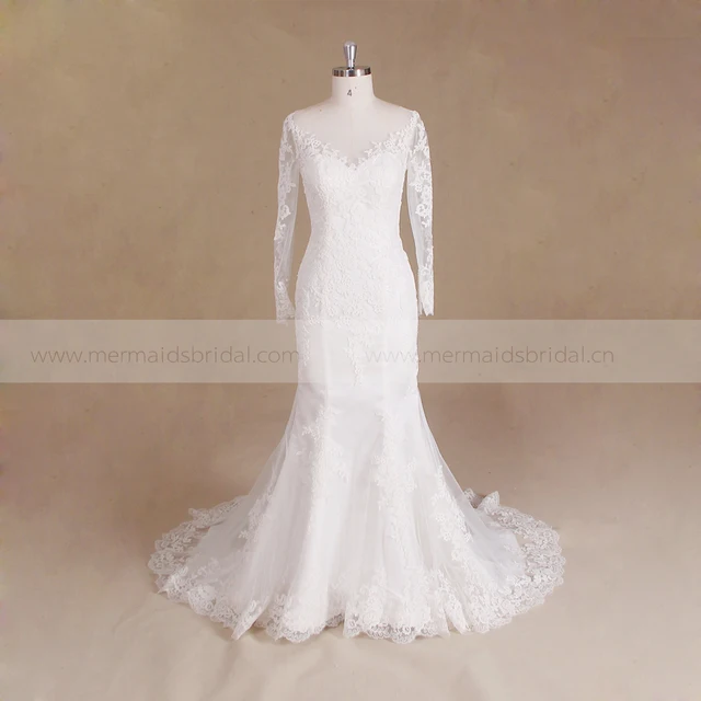 Lace Sleeves To Add To Wedding Dress Mermaid Muslim Bridal Gown
