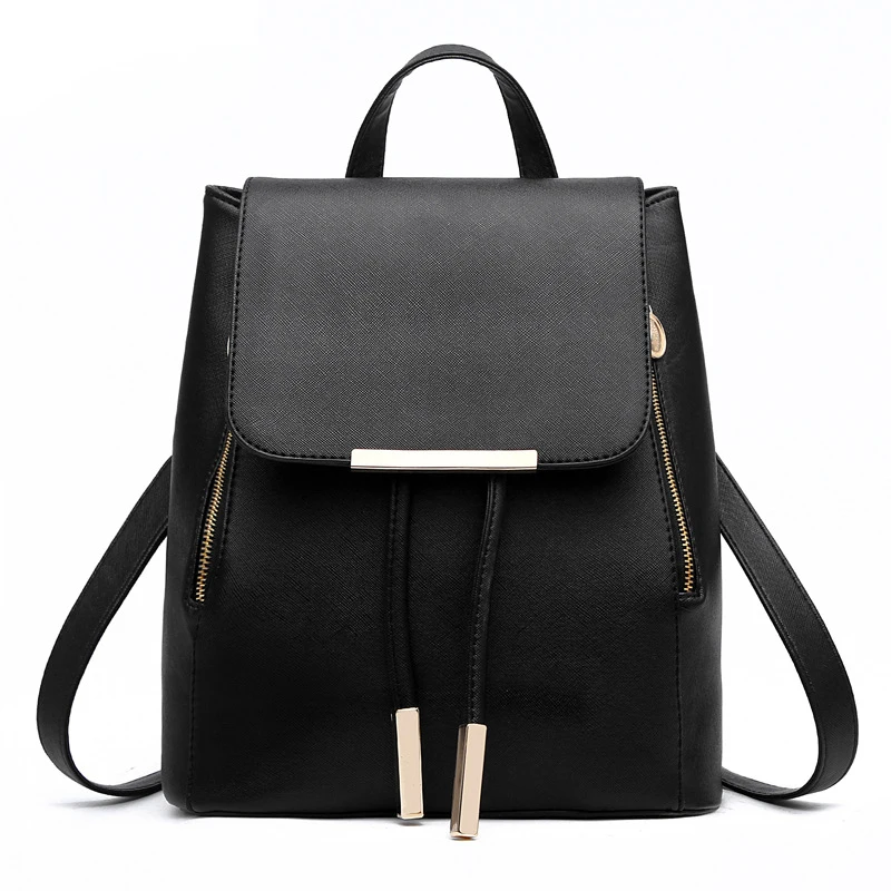 cute black leather backpack