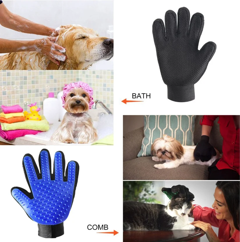 2 In 1 Pet Grooming Glove For Cats Brush Comb Cat Hackle Pet Deshedding