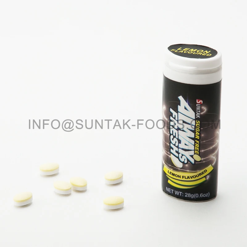 2017 new sugar free mints cool lemon candy plastic candy tube