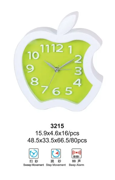 Green apple wall clock. Colour: green