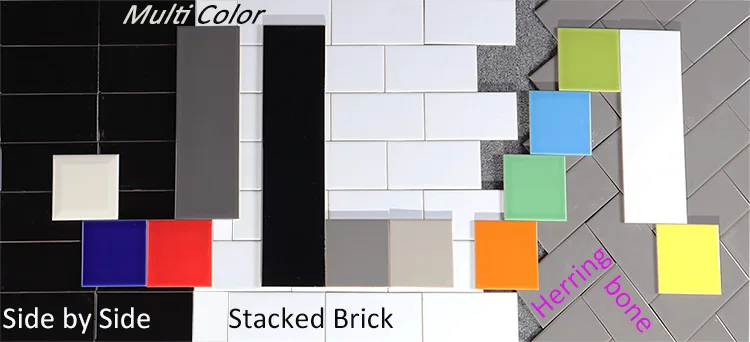 3x6 inch 7.5x15cm Colorful china imported glossy bevel kitchen subway tile