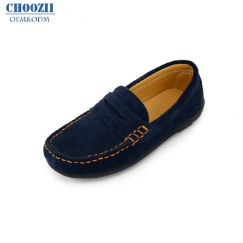 Suede Leather Custom Boys Kids Loafers 