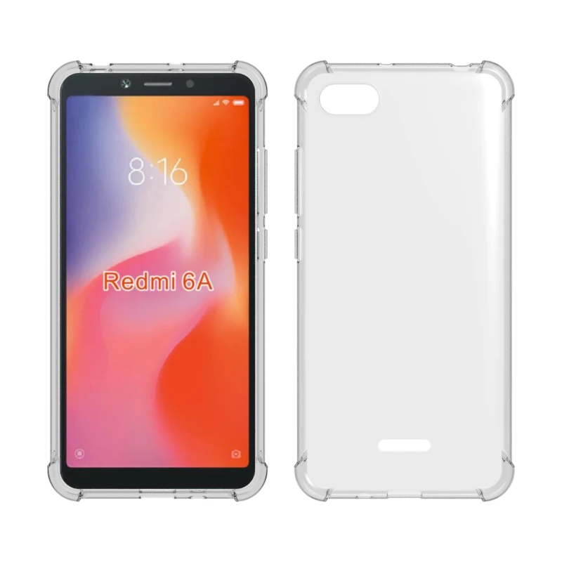 Transparent Shockproof soft Tpu cover case For Xiaomi Redmi 6 A