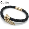 Bulk Custom Luxury Male Mens Black Genuine Braided Leather Bracelet Men