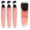 Specialized hair seller wholesale price 1b/pink raw human hair bundles with closure form china vendors,1b/pink color hair weave