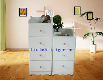 White Cloth Convenient Storage Cane Makes Up Solid Wood Cabinet