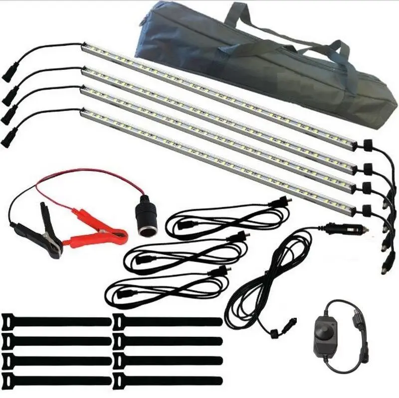 Outdoor Lamp 4x 12v Led Camping Strip Light Kit 5050 Bar Rv Caravan