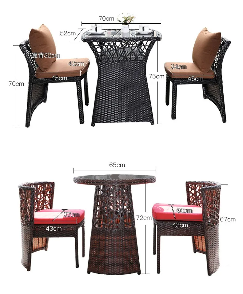 Outdoor Furniture Space-saving Pe Rattan Garden Chairs Balcony Table